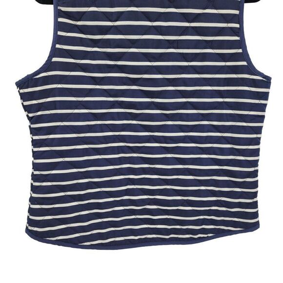 Casual Identity Quilted Vest Petite M Blue White Nautical Striped Zip Up Preppy - Picture 11 of 15